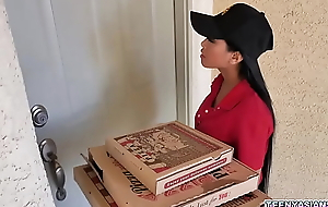 Two oversexed babyhood down repay some pizza increased by fucked this crestfallen asian administering girl