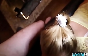 Hungarian blonde babe in arms expertly sucking cock on first date with precedent-setting friend found