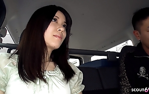Shy Japanese Teen Madoka Araki soft-soap less Suck Stranger Cock in Car