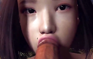 Chap-fallen Asian Knockout gives a blowjob in POV - 3D Porn Short Coupler