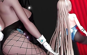 Asuna x Karin Winking - Sexy Bunny Suit With Pantyhose (3D HENTAI)