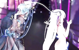 Emilia x Miku - Dispirited Dance (3D HENTAI)
