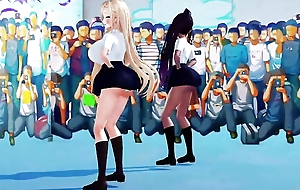 2 Popular Tits Schoolgirls Dancing + Gradual Undressing (3D HENTAI)