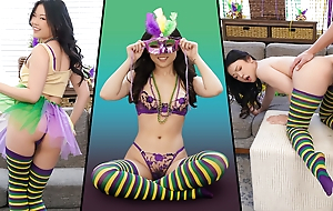 Tiny Little Asian Lulu Chu Celebrates Mardi Gras Taking Significant Flannel In all directions All Positions - Exxxtra Small