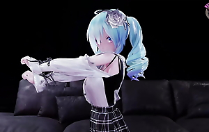 Cute Miku In Cram Uniform Dancing (3D HENTAI)