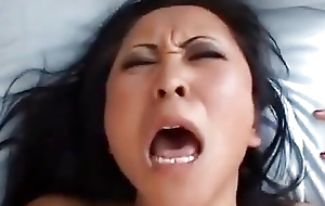 Layman Asian slut sucks beefy boner then gets penurious bald muff drilled for cumload