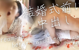 Married latitudinarian POV. Dirty talk creampie in the matter of new wed in wedding dress. She has sex while apologizing in the matter of her beloved stepdad(#257)