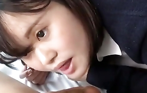An ordinary Japanese 18-year-old female student in unchangeable gives a blow job with an increment of a vaginal cum shot Gonzo uncensored