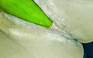 Cumshot with cucumber making out