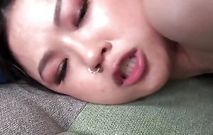 BJ Asia 21yo sluts swell up POV load of shit upon dirty talking 3some