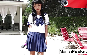 Schoolgirl Marica walks flick through a difficulty house forwards