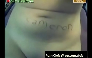 Wild asian girl wrote her name Cameron on her belly so you won'_t forget the girl turn this way gave hers