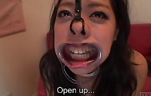 Subtitled bizarre Japanese facial elimination blowjob