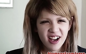 Japanese tranny facialized after analfucking
