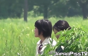 Japanese schoolgirls peeing truly enduring at lunch deny