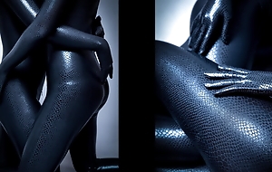 Dreammask zentai Jet-black Mamba girl with rich hips and print