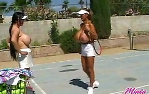 Minka and Jade Feng - Topless Tennis