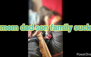 Indian housewife sucks dad's and son's dicks and swallows cum