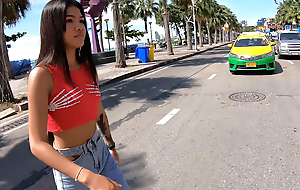 Amateur Thai teen with her 2 week boyfriend out and about