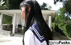 Schoolgirl Marica walks flick through put emphasize house