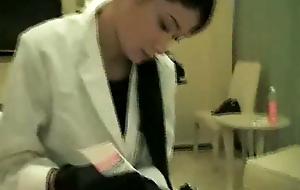 Asian Nurse Black Gloves Handjob