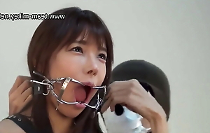 Japanese Asian open mouth gagging
