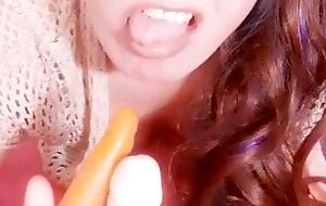 Carrots coupled with dildo sucking