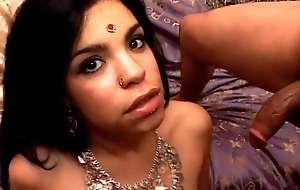 Cute Indian girl with saggy tits receives two cumshots on will not hear of exposure