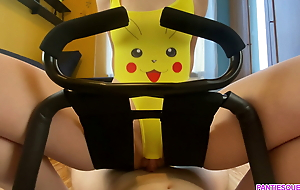 18 year aged stepsister rides me on sex cathedra all round Pikachu kit and gets a load be fitting of cum. Pokemon cosplay.