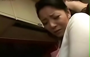 Hot Japanese Asian Mom fucks her Son in Kitchen