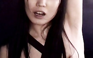 Cute Asian newborn with pigtails fingers her cunt before stud comes to bang her