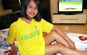 World Cup jersey Thai teen amateur homemade blowjob together with cowgirl fucking